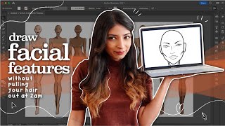 Draw SUPER EASY Facial Features for croquis on Adobe Illustrator [upl. by Kelam]