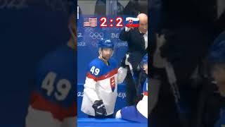 USA vs Slovensko  Zoh 2022  gĂłl 44 sekĂşnd pred koncom zoh  Slovakia  USA goal ice hockey [upl. by Assiron670]