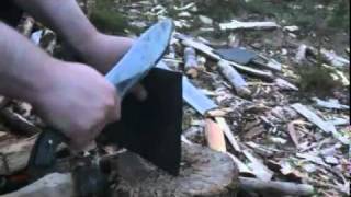 Spyderco Forester N690 vs Mtech MT 151 440 cutting Asphalt Shingles [upl. by Alliuqaj]