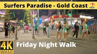 Australia Nightlife 🌴 Surfers Paradise Gold Coast Walk 4k 🏖️ [upl. by Repip778]