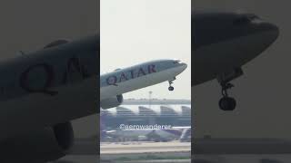 QATAR AIRWAYS B777300ER takeoff at Bangkok Airport aviation shorts plane b777 takeoff bangkok [upl. by Sikram]