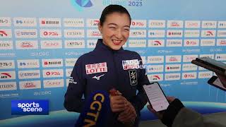 🎙️Japans Kaori Sakamoto in the mixed zone postmatch full interview｜GP Figure Womens SP｜坂本花織 [upl. by Etteroma]