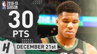 Giannis Antetokounmpo Full Highlights Bucks vs Celtics 20181221  30 Points 8 Reb BEAST [upl. by Nosyarg]