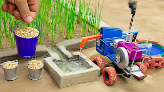 Diy tractor making mini Concrete bridge 7  diy tractor  water pump  KeepVilla  Miniature Farm [upl. by Aiveneg]