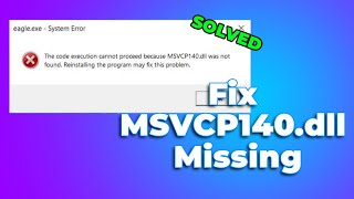 SOLVED MSVCP140dll Missing or Not Found ❌ In Windows 1110 2024 Full Guide✔️ [upl. by Klecka]