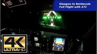 IFR de Nuit  Glasgow Benbecula  Vent de travers  Kingair 200  GoPro POV  Avec Radio  UHD 4K [upl. by Schonfield]