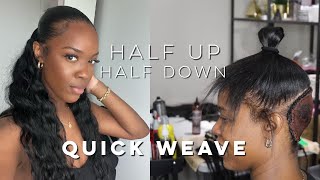 half up half down quick weave on my friend iamroxybennett ponytails [upl. by Wamsley254]