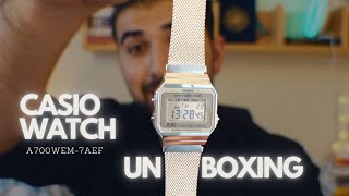 UNBOXING CASIO WATCH A700WEM7AEF  Thinnest Casio Watch [upl. by Harbird429]