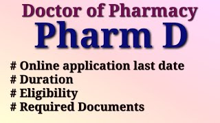 Pharm D  Online application start  Last date  seats  eligibility  Full details [upl. by Suolhcin]