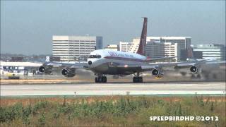 John Travoltas Private Boeing 707138B N707JT Takeoff From Los Angeles [upl. by Aicilehp]