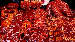 ASMR SPICY SEAFOOD SPICY ENOKI MUSHROOM OYSYER OCTOPUS SQUID CRAB SHRIMP 해물찜 팽이버섯 먹방 MUKBANG [upl. by Odranar]