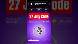 Gemz Daily Morse Code 27 July  Gemz Daily Code For 1 million coins  Gemz Telegram Airdrop [upl. by Ellenaj503]