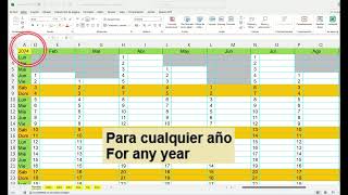 EXCEL Calendario Perpetuo Planificador Anual Perpetual Calendar Annual Planner [upl. by Ainnat]