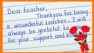 Teachers Day Letter in English Thankyou notes to teacher  Teachers day greeting card letter [upl. by Andres156]