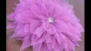 How to make beautiful tulle flowers 🌸 [upl. by Ahsinit360]