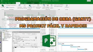 PROGRAMACIÓN DE OBRA GANTT MS PROJECT FÁCIL Y RÁPIDO [upl. by Maryann]