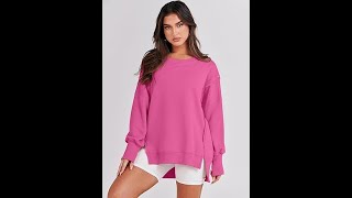 Caracilia Womens Oversized Sweatshirts Crewneck Long Sleeve Hoodies 2024 Fall Pullover Top Teen Girl [upl. by Dudley]