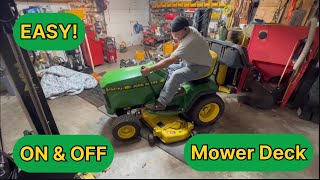 John Deere Mower Deck Installation and Removal [upl. by Nunci609]