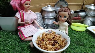 Miniature aloo lachha namkeen recipe miniature aloo snack Barbie doll cooking video [upl. by Felten]