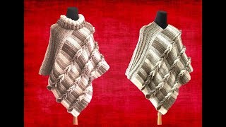 El Poncho Trenzado Holgado Con o Sin Cuello Paso a Paso Tejido en Crochet [upl. by Karlen660]