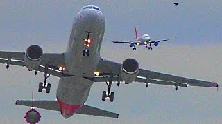 Storm Katie  Heavy Crosswind Landings at Düsseldorf with Emirates A380 Multicam Video [upl. by Adlesirg218]