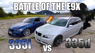 BMW 335i v 335d DRAG RACE CRAZY RESULT [upl. by Jasik]