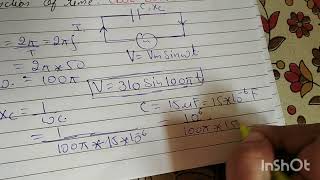 an ac voltage vvmsinwt vm 310V and f50Hz is connected to a pure capacitor of capacitance 15 [upl. by Liu]