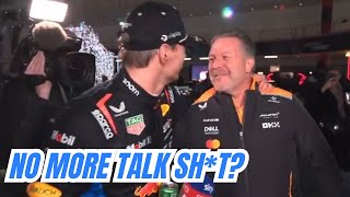 Max Verstappen takes revenge on Zak Brown over his past critics LasVegasGP [upl. by Caraviello]