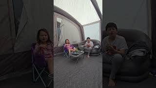 Kids having simple breakfast in the tent shorts camping campinglife [upl. by Raffo]