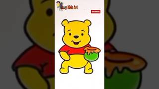 How to draw Winnie the pooh Colouring for Kids shorts youtubeshorts viralvideo drawing4kids [upl. by Jestude]