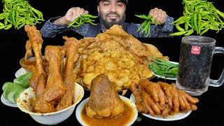 Eating Ox Heart Mutton Leg Piece Mutton Fatty Oil Chicken Feet and Green Chilli Asmr Eating Show [upl. by Margalit729]