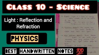 Light reflection and refraction for class 10 board exam chapter 10 physics notes 💯🔥 [upl. by Lalittah717]