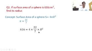 Q1 Surface Areas amp Volumes Class X [upl. by Alsi661]