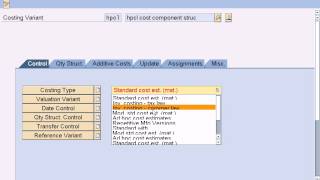 SAP Product Costing Configuration  Creating Costing Variant t code okkn [upl. by Valentina]