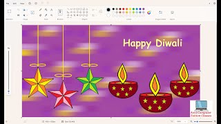 Ms Paint Happy Diwali with Star n diya mspaintdrawing trending computerdrawing viralvideo art [upl. by Hearn]