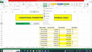 CONDITIONAL FORMATTING PART  X  WITH AVERAGE SALES  Highlight Cells Based on Criteria in Excel [upl. by Nelrsa673]