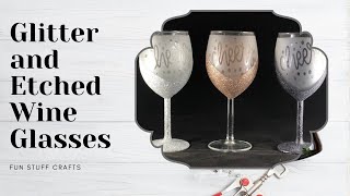 Glitter and Etched Wine Glass [upl. by Donaghue72]