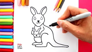 Aprende a dibujar un CANGURO con su bebé  How to Draw a Kangaroo with her baby [upl. by Maria612]