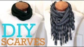 DIY Fall Scarves  2 Ways To Make A Scarf From A Tshirt [upl. by Retsam349]