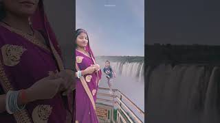 comedy funny fun waterfall love radharani thegeetagurjar [upl. by Esbensen680]