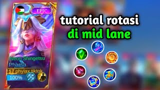 tutorial pharsa serta build cocok untuk pharsa dan rotasi baik dan bener sebagai di mid lane [upl. by Nnylannej]