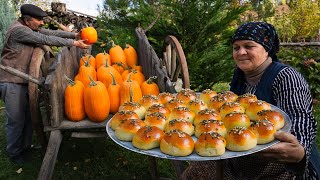 Sweet Pumpkin Buns  Cozy Autumn Recipe 🍂🍁 [upl. by Atokad]