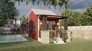 Gergeous Small House 3x6 Meters 190SQFT With Cool Porch and Loft Bedroom [upl. by Nahgaem]