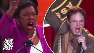 NEA president mocked for copying The Office character Dwight Schrute in totally unhinged speech [upl. by Greyson256]