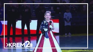 Washington girl goes viral AGAIN for her performance of the national anthem [upl. by Noitna]