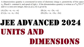 jee advanced 2024 paper 1 q 1 A dimensionless quantity is constructed in terms of electronic charge [upl. by Kerianne]