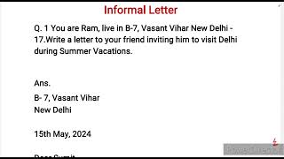 Informal Letter Writing in English  Informal Latter Kaise likhe  Informal letter format English [upl. by Damalas]