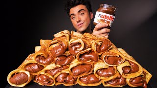 ASMR Nutella Chocolate Crepe Rolls  Mukbang Eating Sounds [upl. by Ahcim]