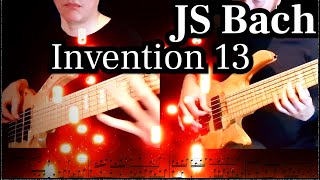 JS Bach Invention 13 for 2 six string basses with visualization [upl. by Betsy]