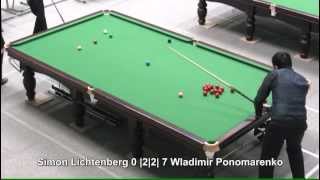 Simon Lichtenberg vs Wladimir Ponomarenko Viertelfinale Snooker U21 DJM 2013 [upl. by Lladnew]